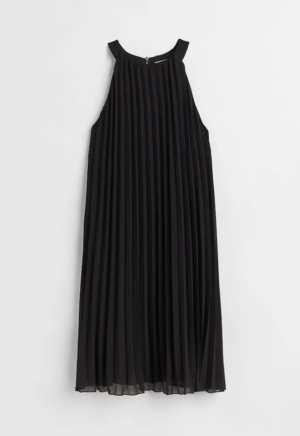 H & M - Plisserad klänning - Svart