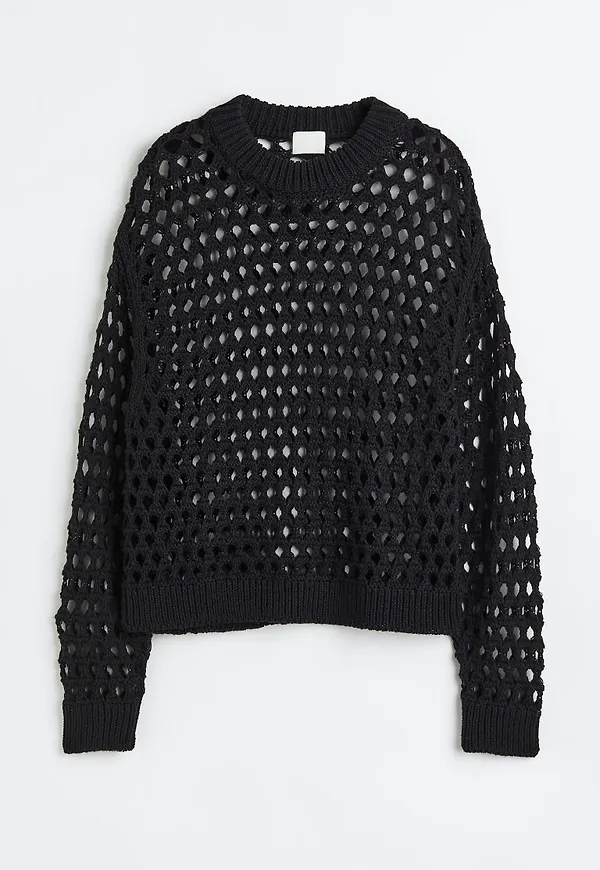 H & M - Pointellestickad tröja - Svart