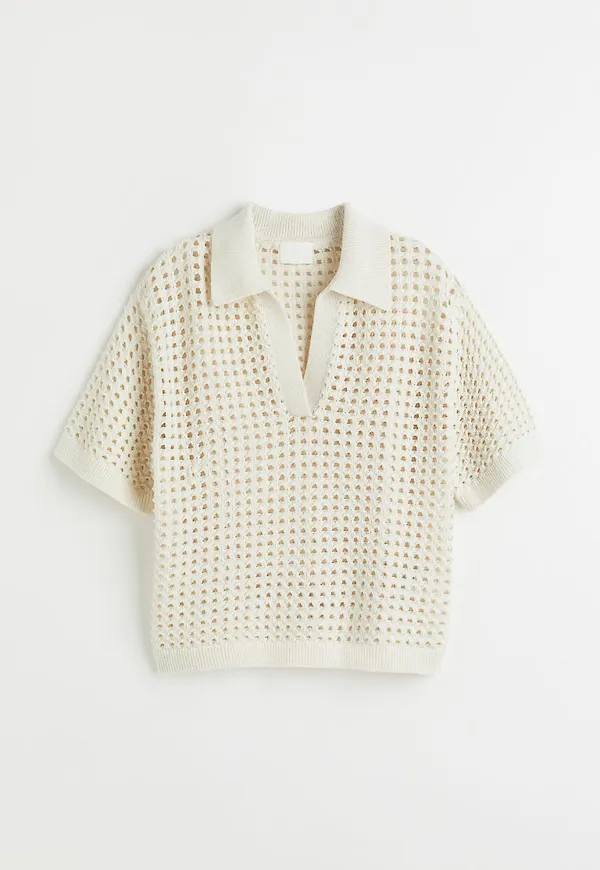 H & M - Pointellestickad tröja - Vit