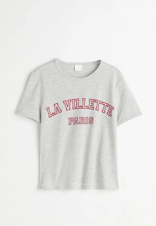 H & M - Printed T-shirt - Grå