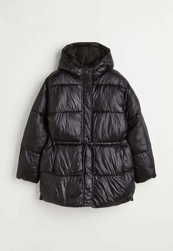 H & M - Pufferjacka med dragsko - Svart