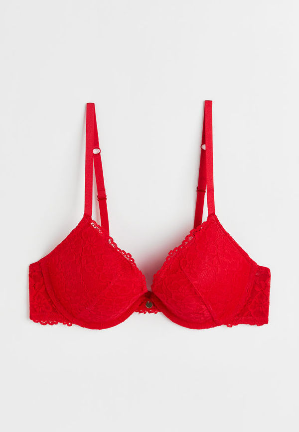 H & M - Push up-bh i spets - Röd