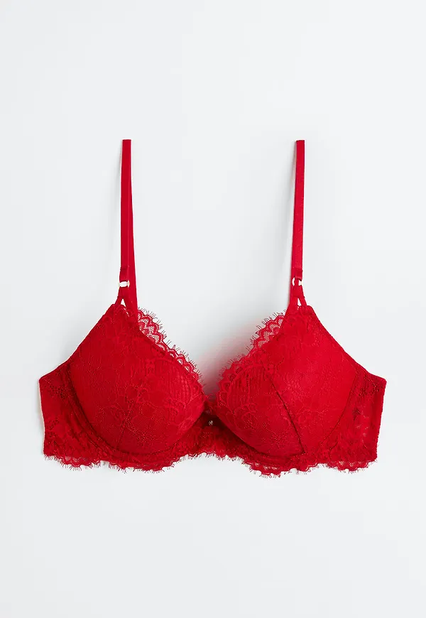 H & M - Push up-bh i spets - Röd