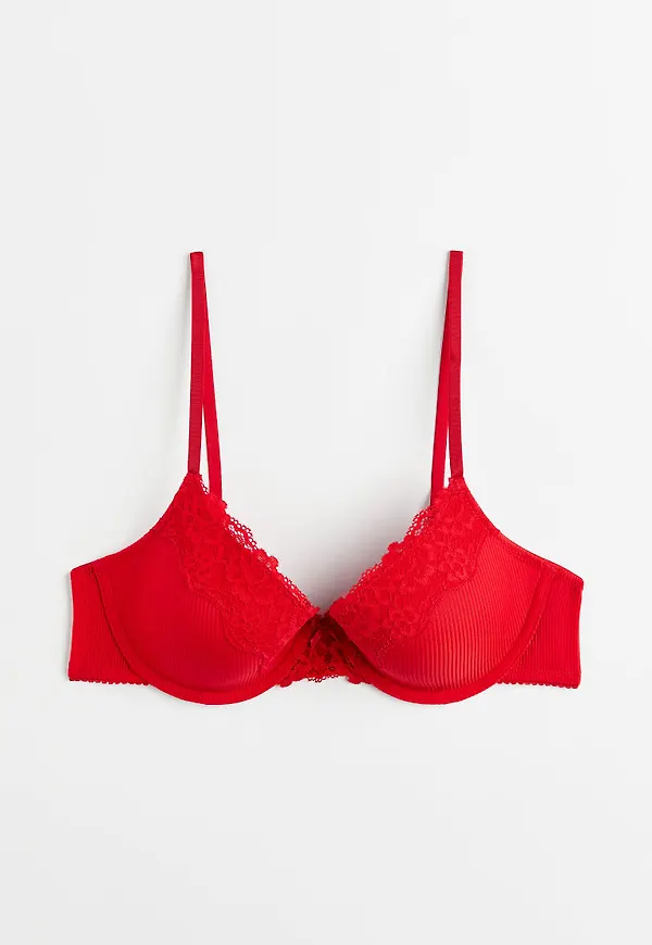 H & M - Push up-bh i spets - Röd