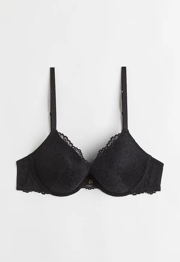 H & M - Push up-bh i spets - Svart