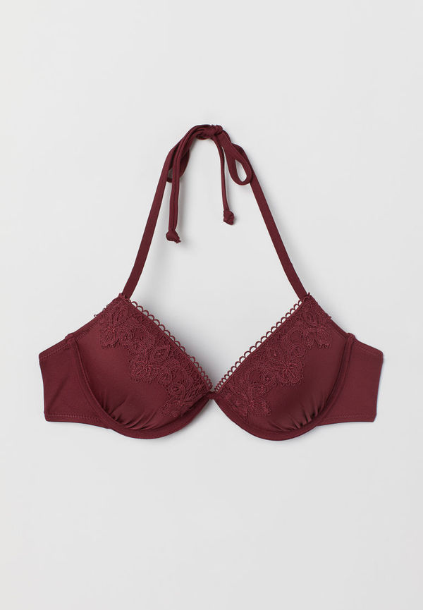 H & M - Push up bikini-bh med spets - Röd