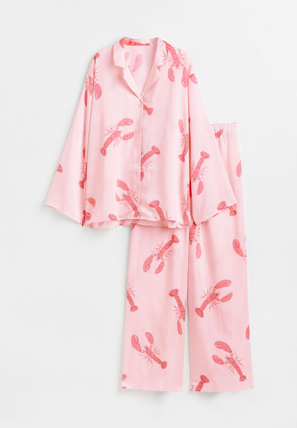 H & M - Pyjamas med skjorta och byxor - Rosa