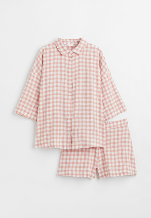 H & M - Pyjamas med skjorta och shorts - Orange