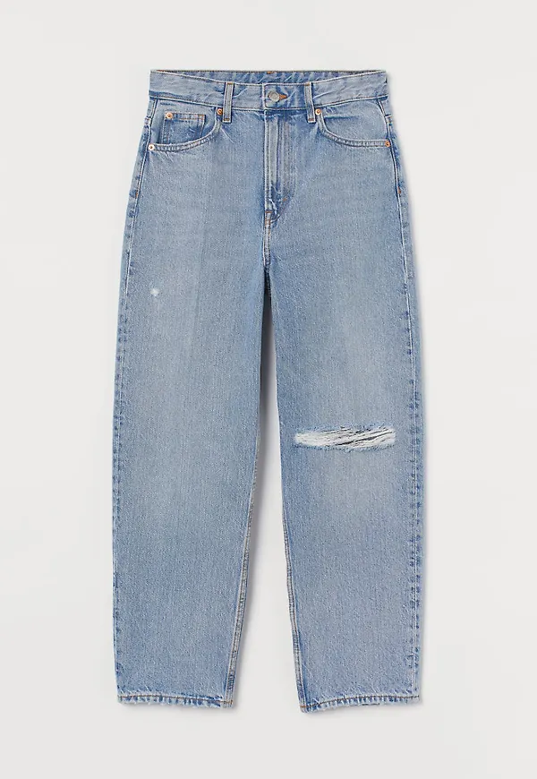 H & M - Relaxed Tapered High Jeans - Blå
