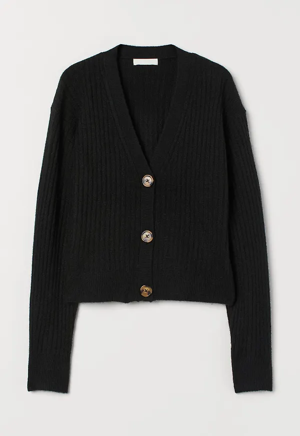 H & M - Rib-knit cardigan - Svart