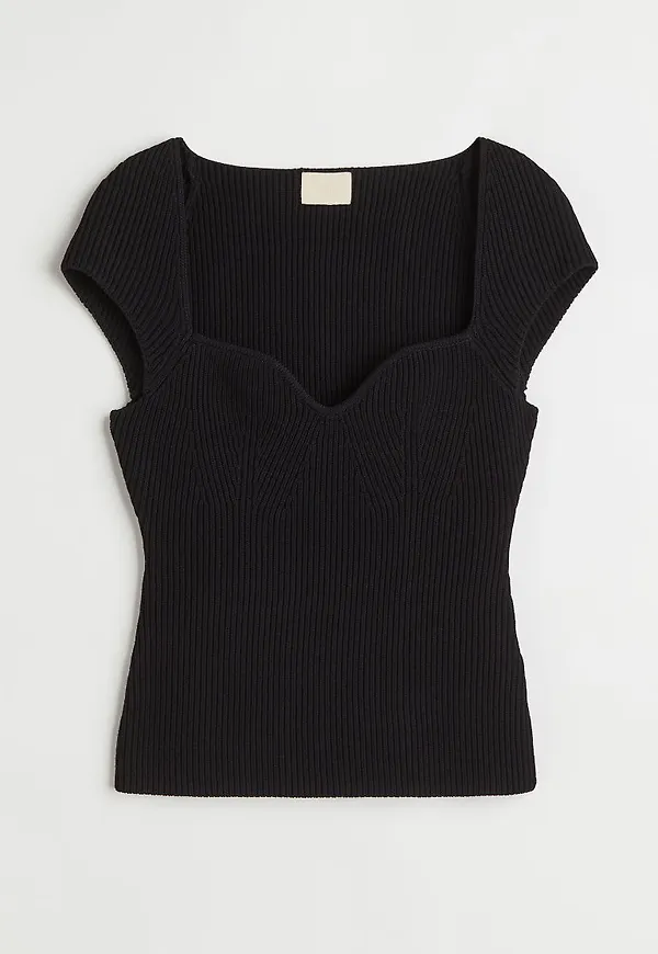 H & M - Rib-knit top - Svart