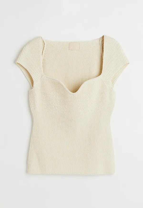 H & M - Rib-knit top - Vit