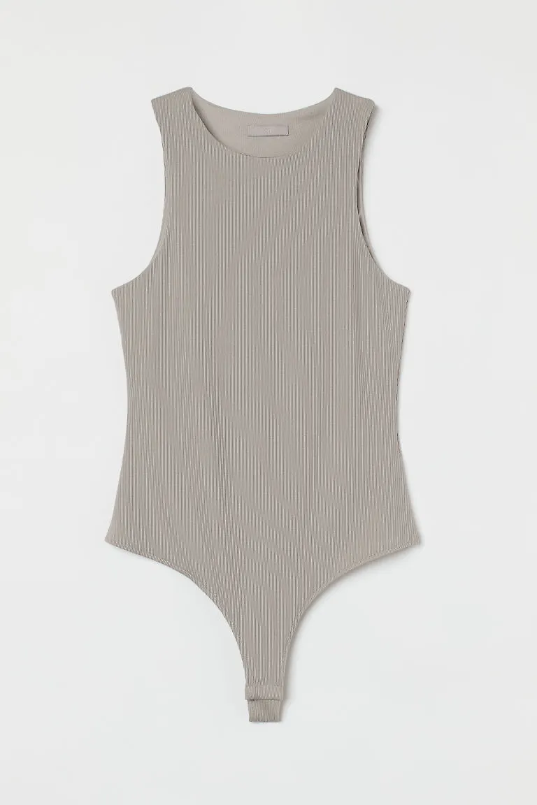 H & M - Ribbad body - Brun