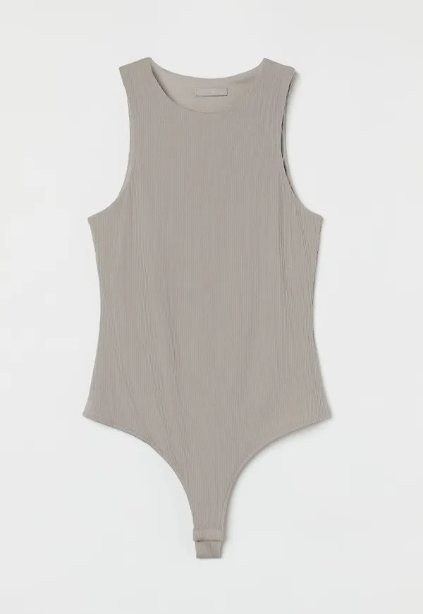 H & M - Ribbad body - Brun