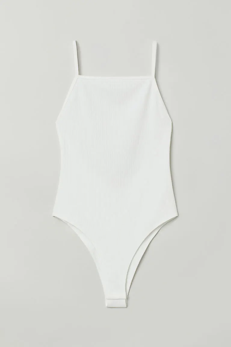 H & M - Ribbad body - Vit