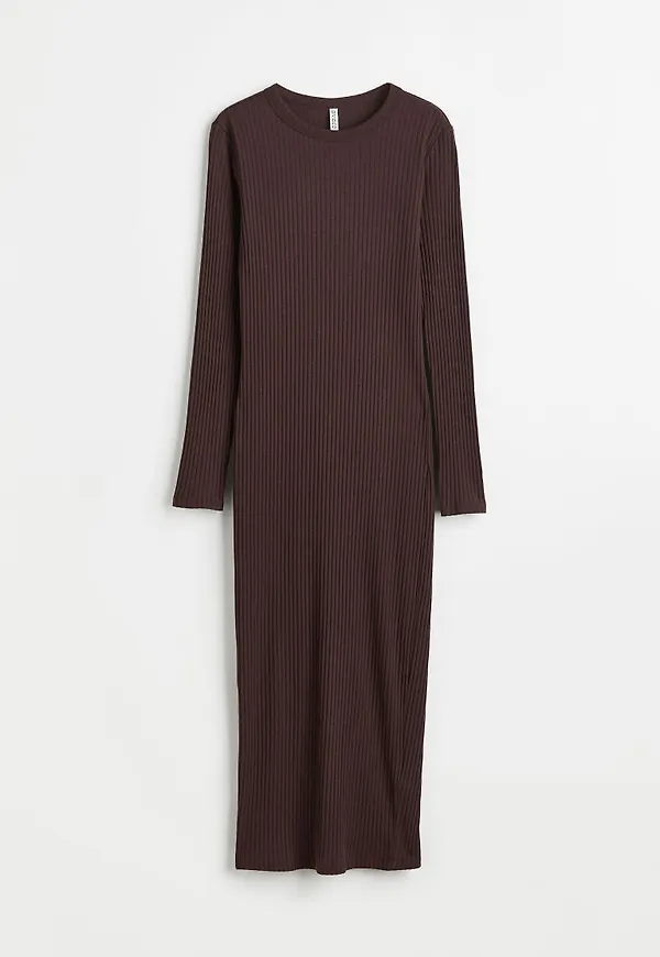 H & M - Ribbad bodycon-klänning - Brun
