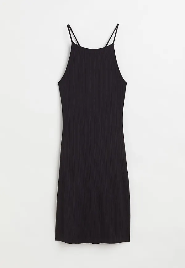 H & M - Ribbad bodycon-klänning - Svart