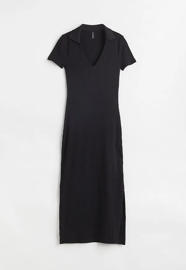 H & M - Ribbad bodycon-klänning - Svart