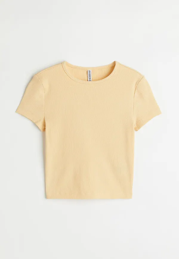 H & M - Ribbad croptop - Gul