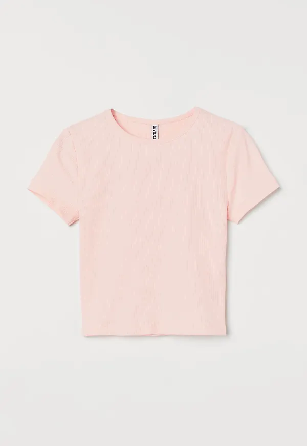 H & M - Ribbad croptop - Rosa