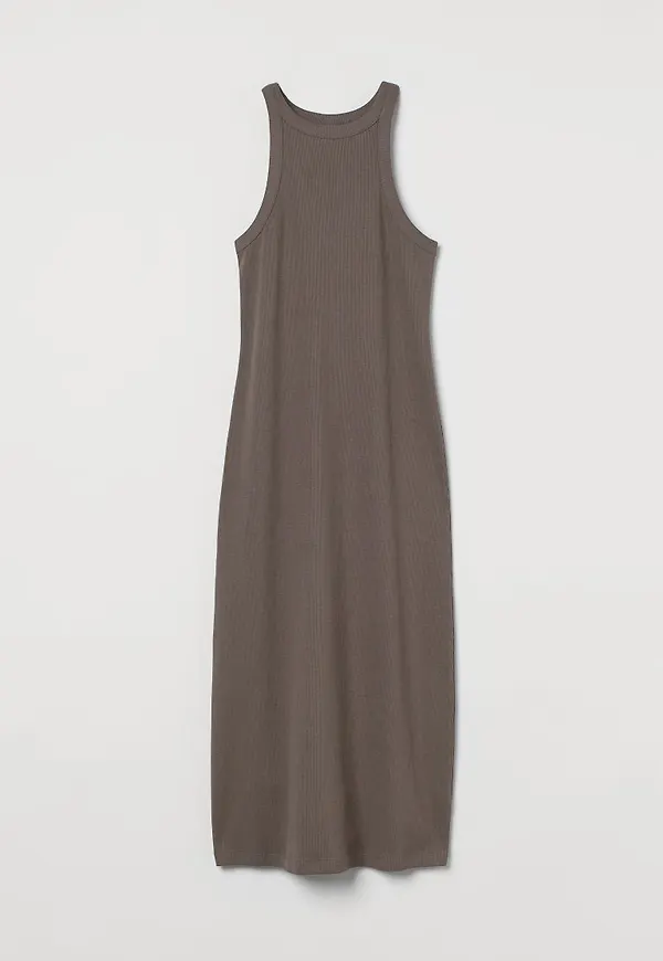H & M - Ribbad klänning - Beige