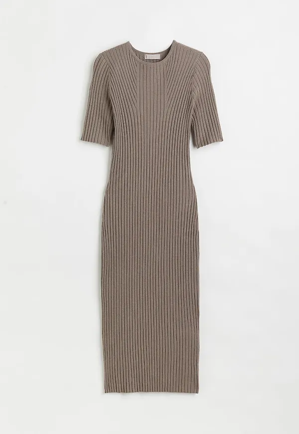H & M - Ribbad klänning - Grå