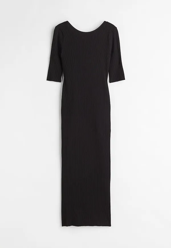 H & M - Ribbad klänning - Svart