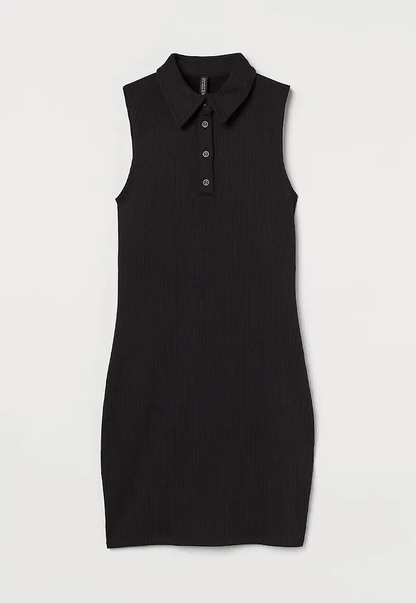 H & M - Ribbad klänning - Svart