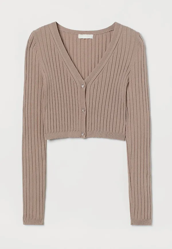 H & M - Ribbad kofta - Brun