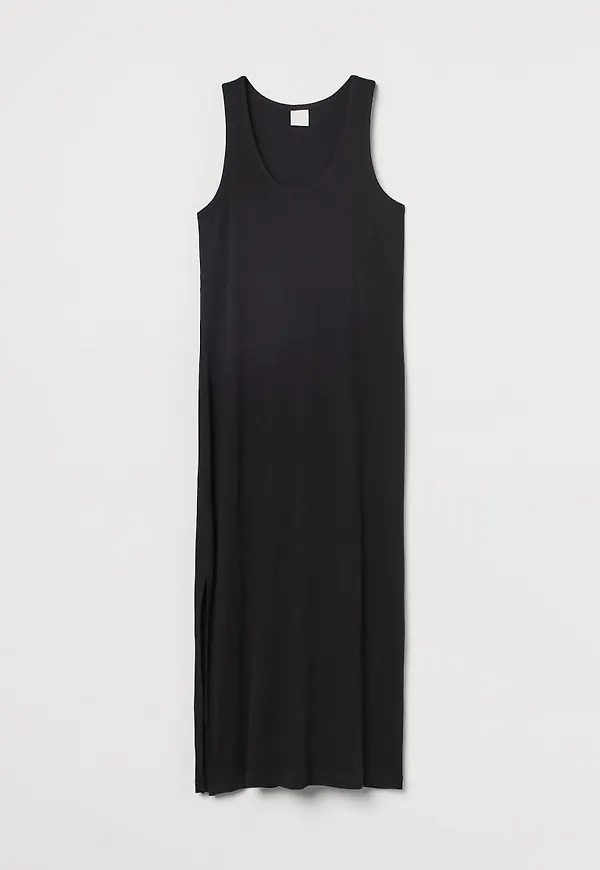 H & M - Ribbad maxiklänning - Svart