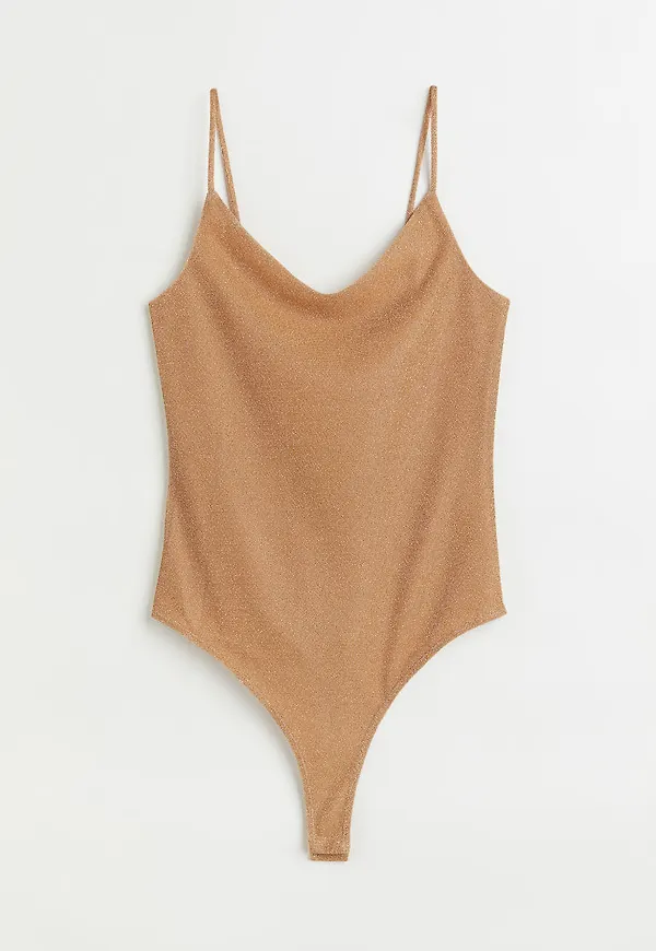 H & M - Ribbad stringbody - Brun