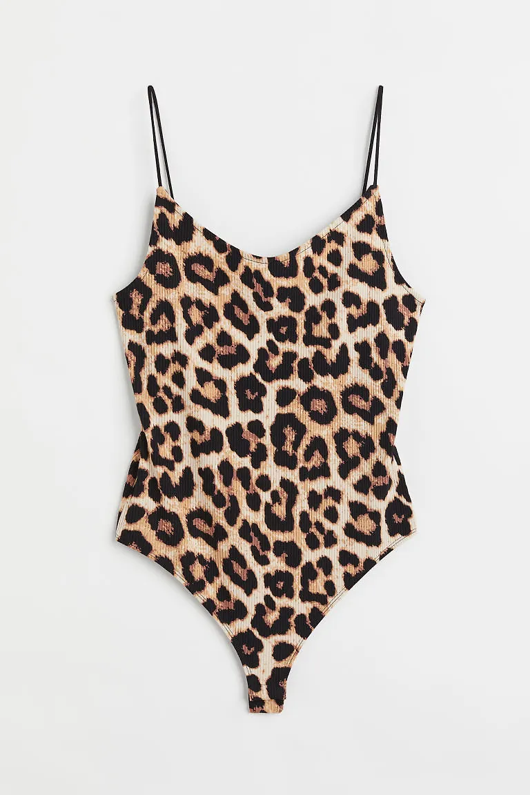 H & M - Ribbad stringbody - Svart