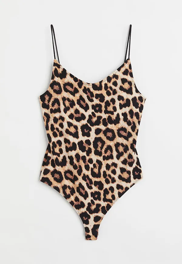 H & M - Ribbad stringbody - Svart