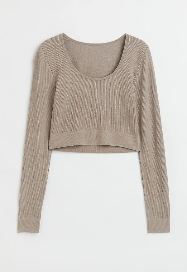 H & M - Ribbad topp - Brun