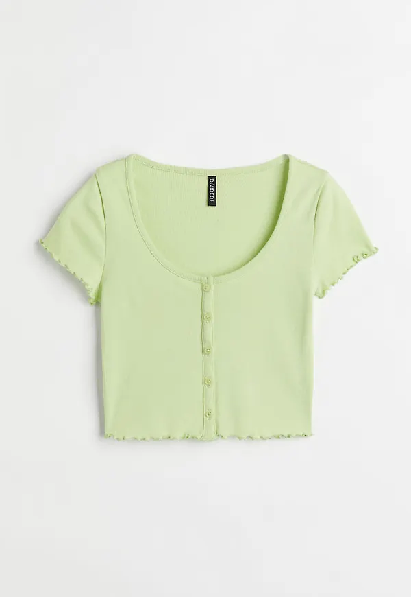 H & M - Ribbad topp - Grön