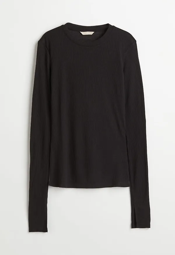 H & M - Ribbad topp - Svart