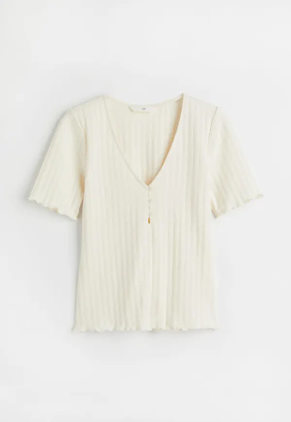 H & M - Ribbad topp - Vit