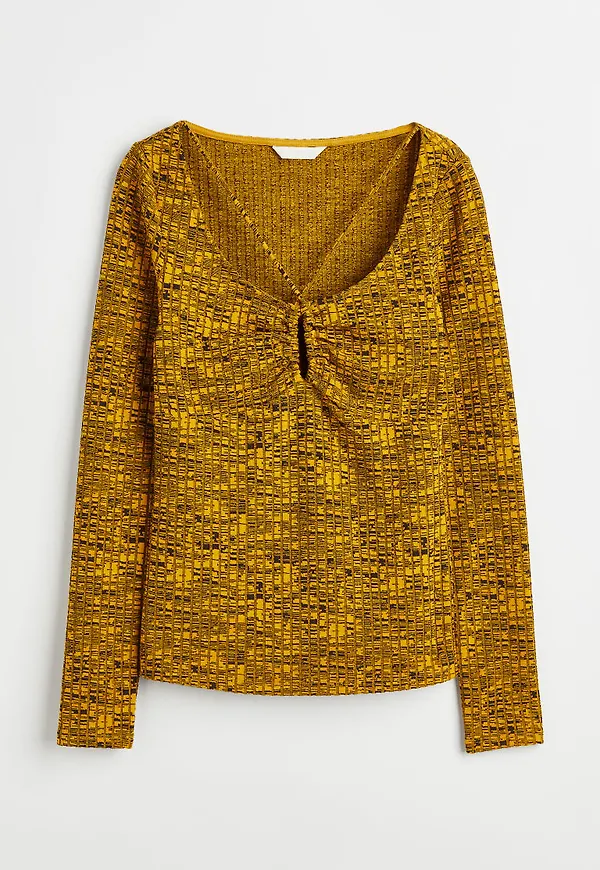 H & M - Ribbad trikåtopp - Gul