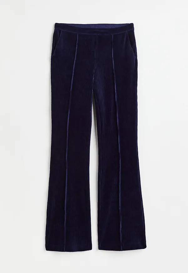 H & M - Ribbad velourbyxa - Blå
