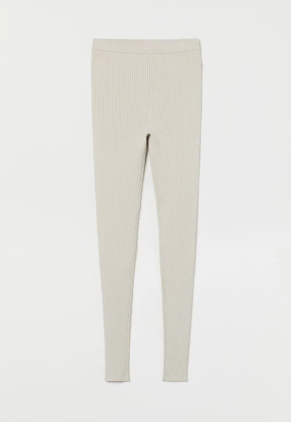 H & M - Ribbed leggings - Beige