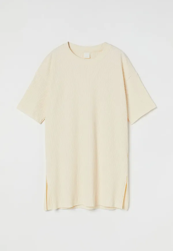 H & M - Ribbed T-shirt - Vit