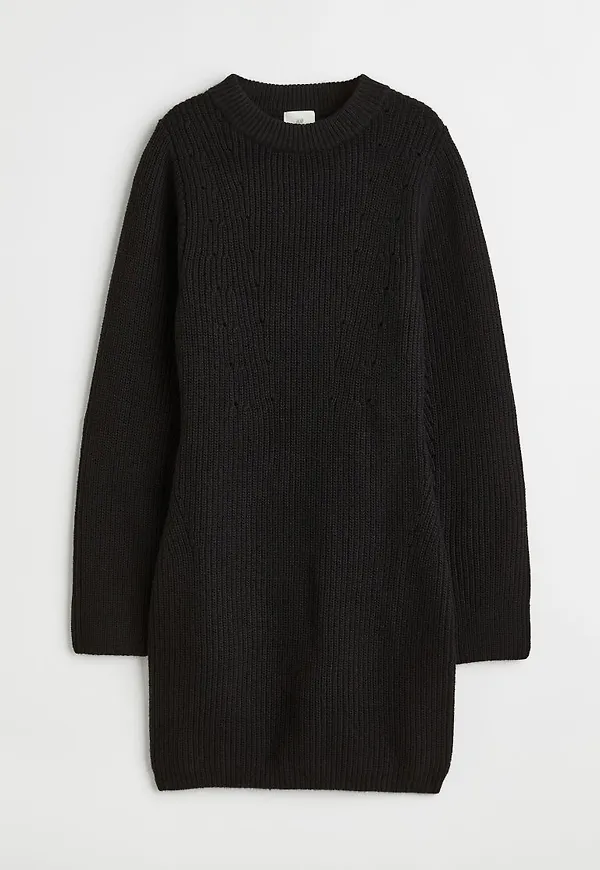 H & M - Ribbstickad bodycon-klänning - Svart