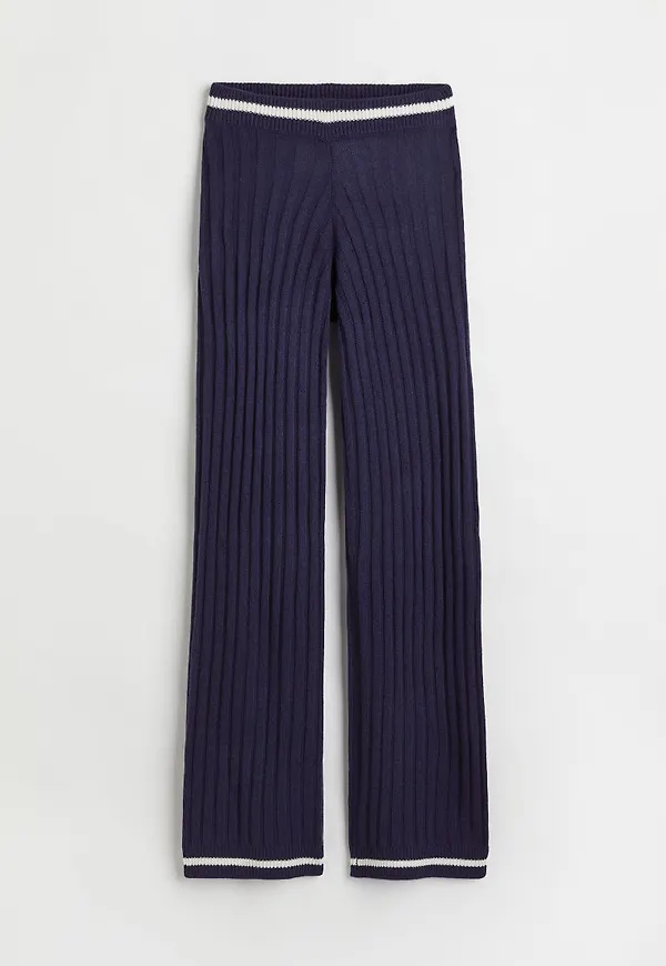 H & M - Ribbstickad byxa - Blå