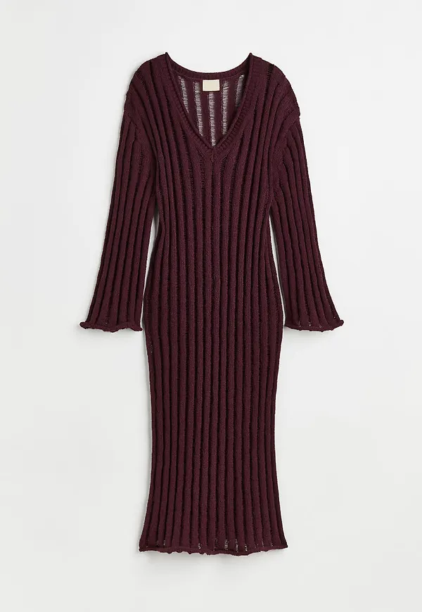 H & M - Ribbstickad klänning - Rosa