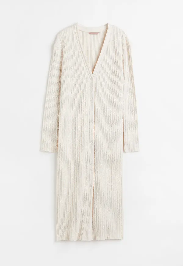 H & M - Ribbstickad klänning - Vit