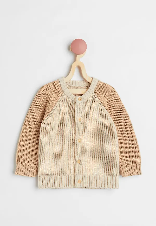 H & M - Ribbstickad kofta - Beige