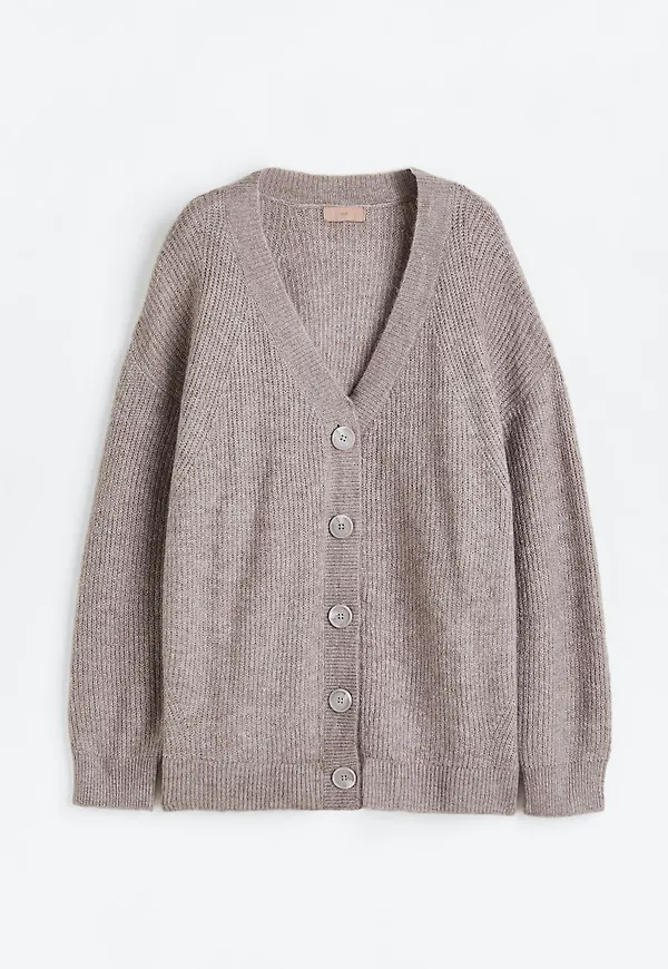 H & M - Ribbstickad kofta - Brun