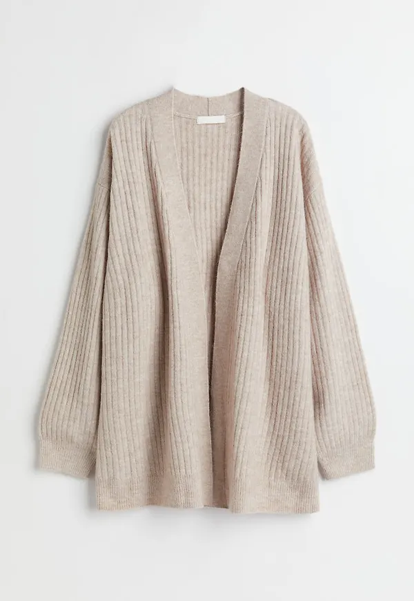 H & M - Ribbstickad kofta - Brun