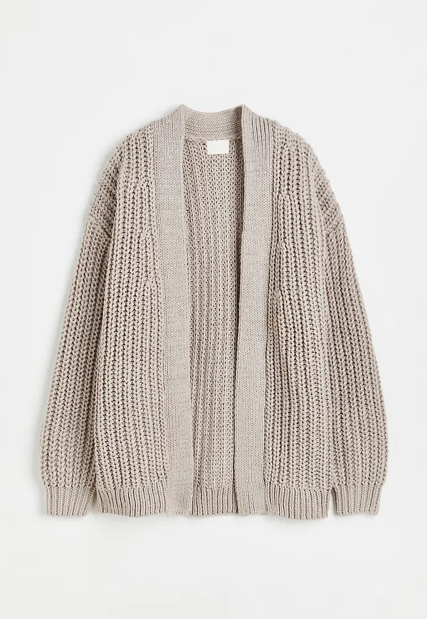 H & M - Ribbstickad kofta - Brun