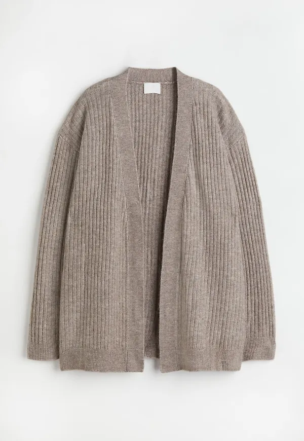 H & M - Ribbstickad kofta - Grå